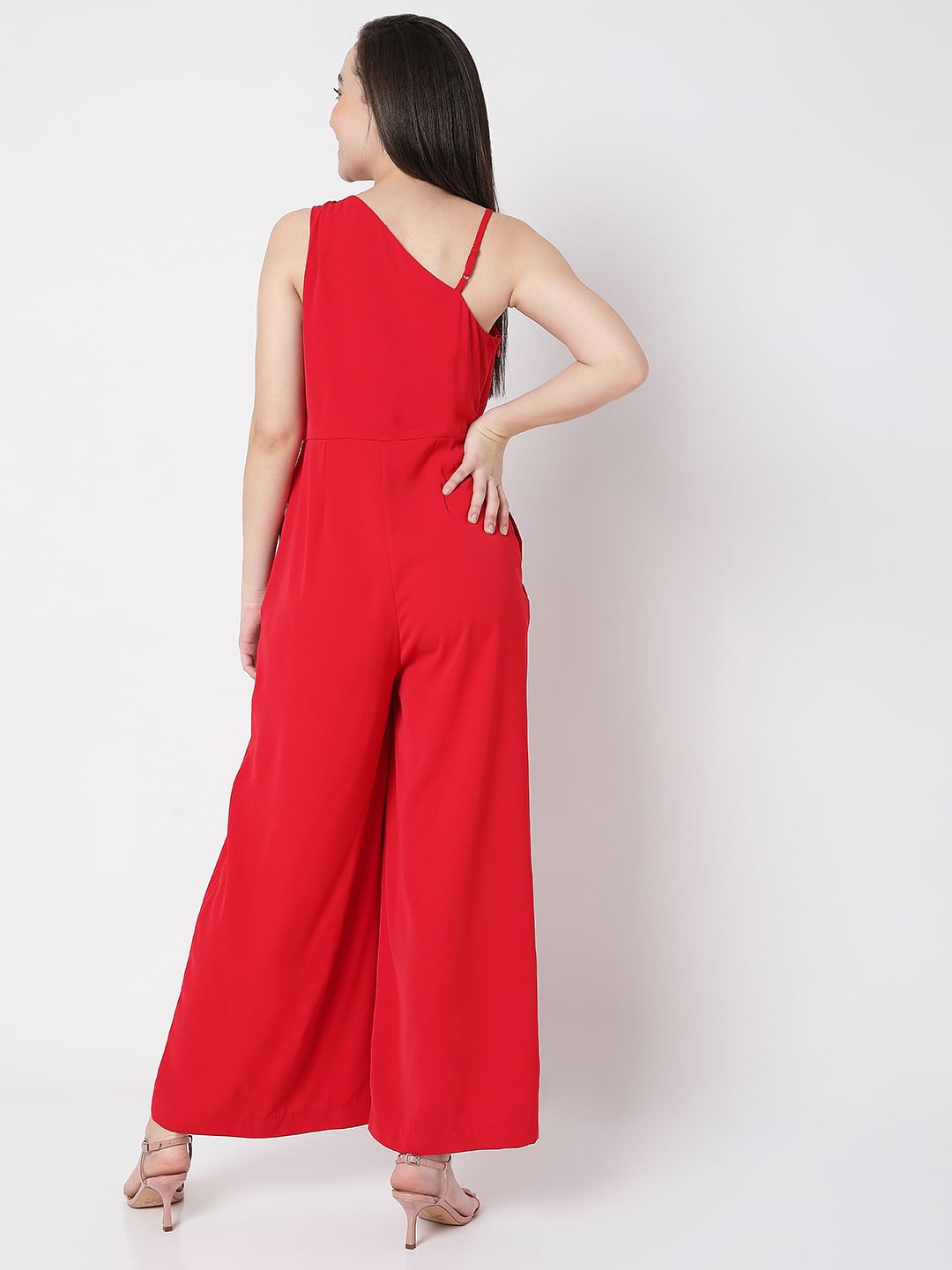 Red One Shoulder Jumpsuit