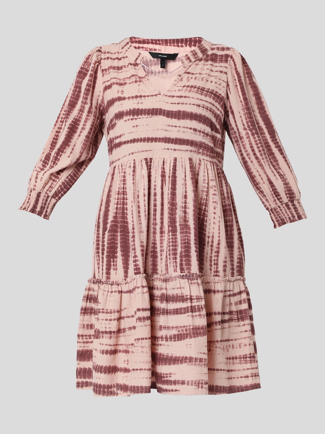 Pink Organic Cotton Tie Dye Tiered Dress
