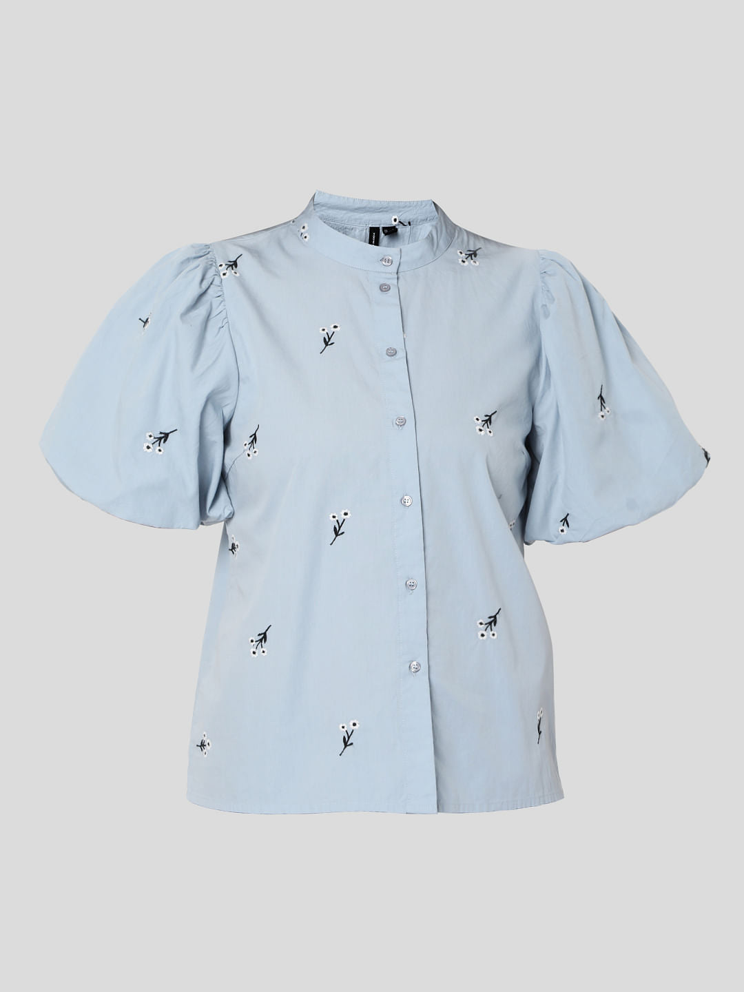 Blue Floral Embroidered Top