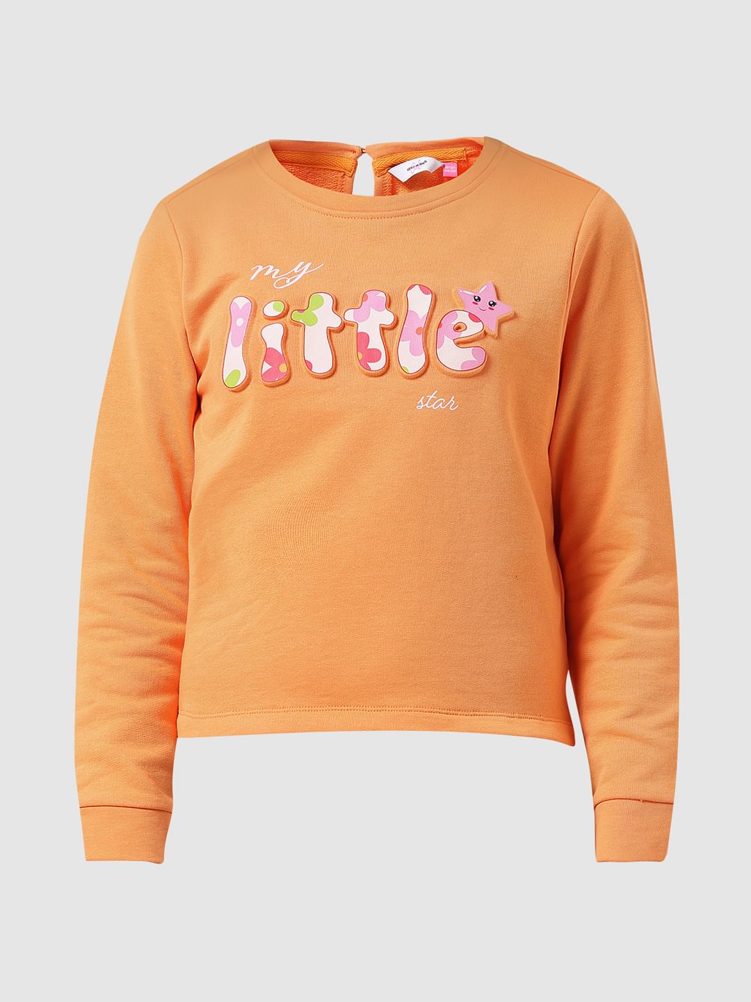 Girl Orange Printed Sweatshirt Dress