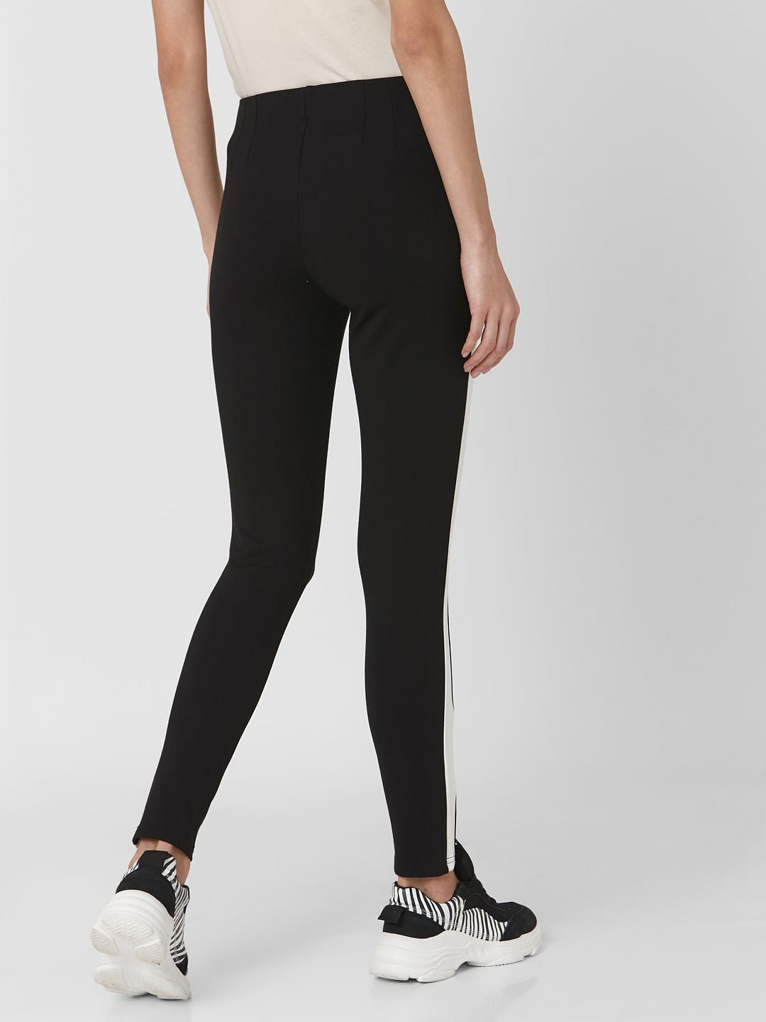 Black High Rise Tape Detail Leggings