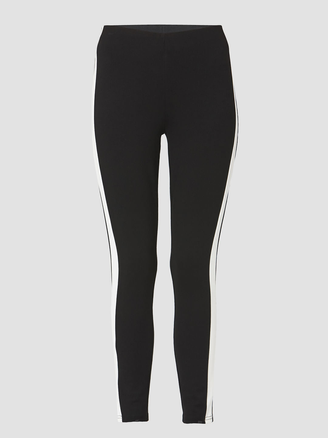 Black High Rise Tape Detail Leggings