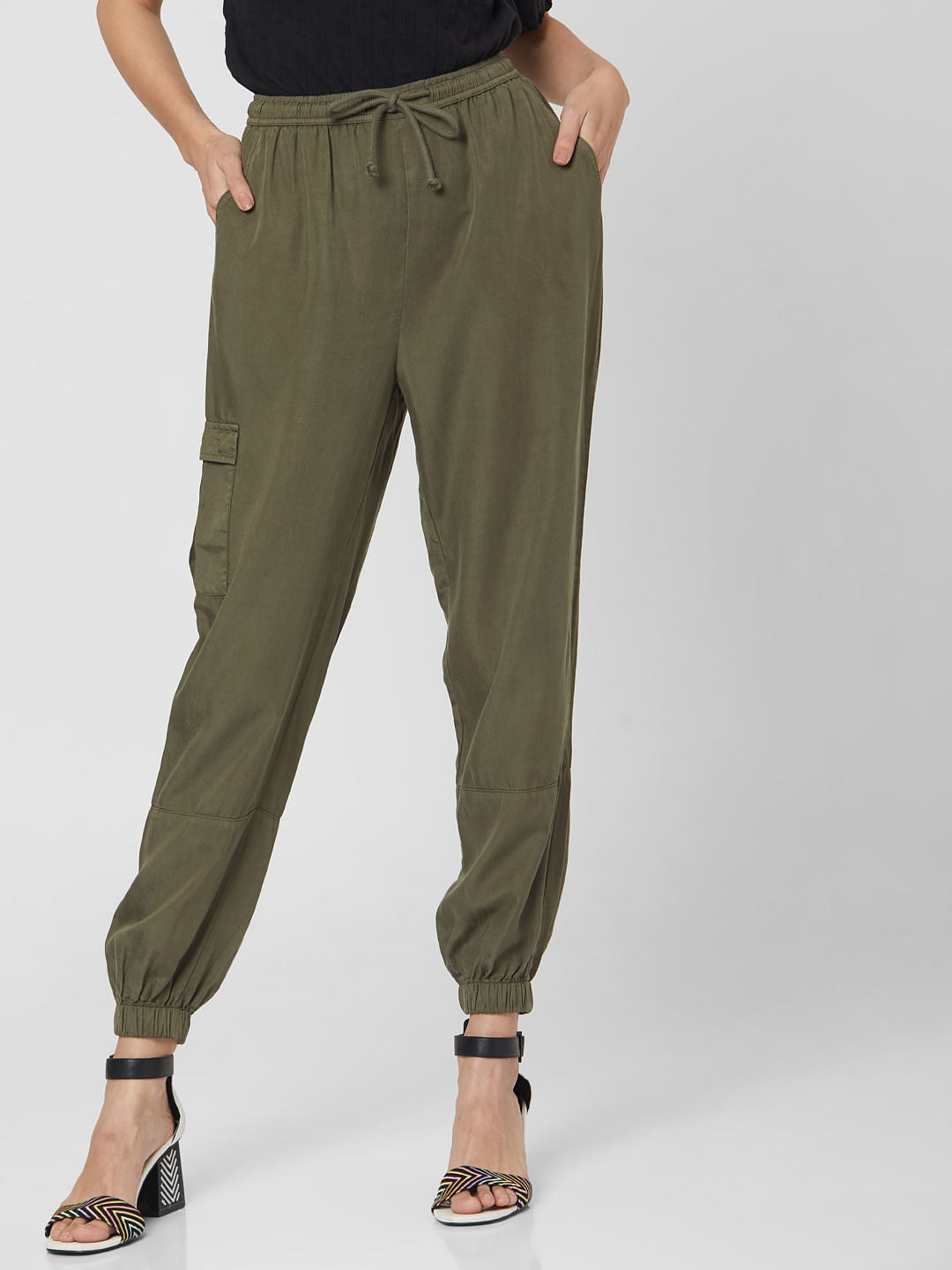 Green Mid Rise Pants