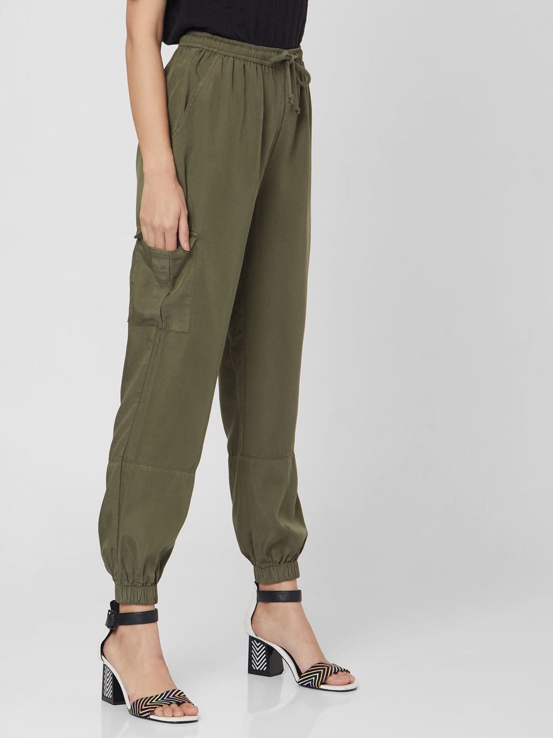 Green Mid Rise Pants
