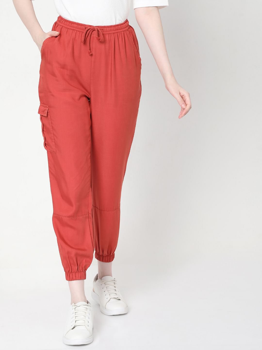 Red Mid Rise Joggers