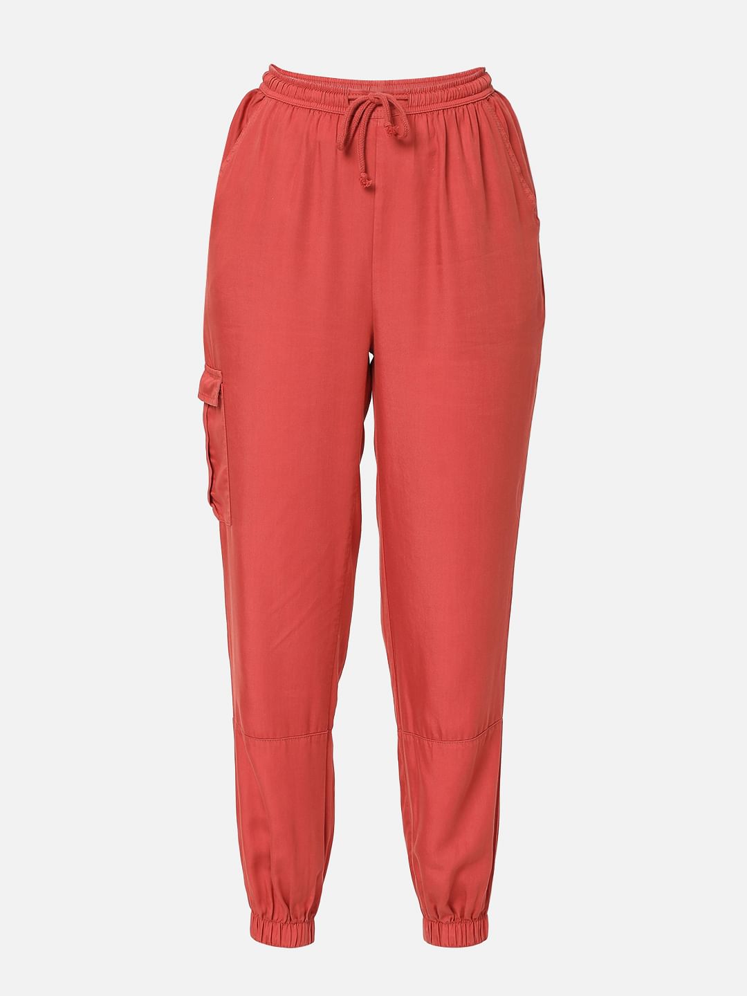 Red Mid Rise Joggers
