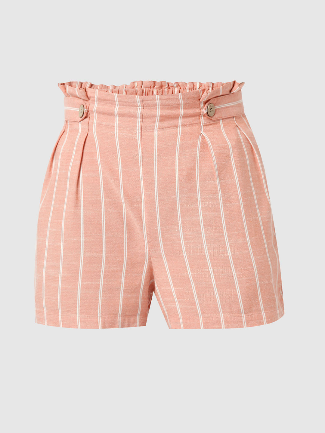 Peach Striped Co-Ord Set Shorts