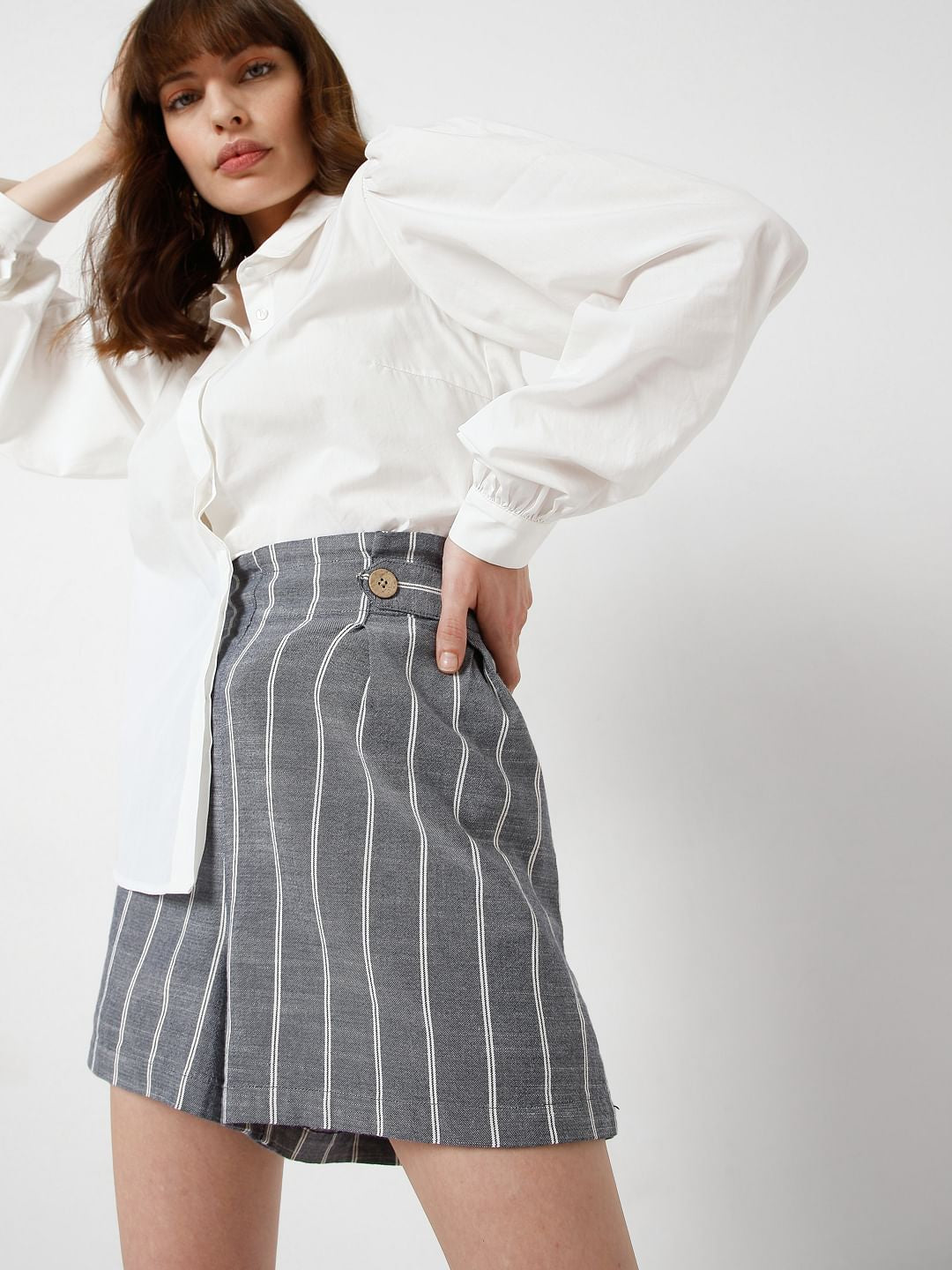 Blue Striped Co-Ord Set Shorts