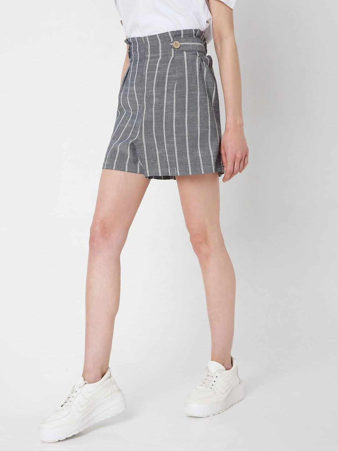 Blue Striped Co-Ord Set Shorts