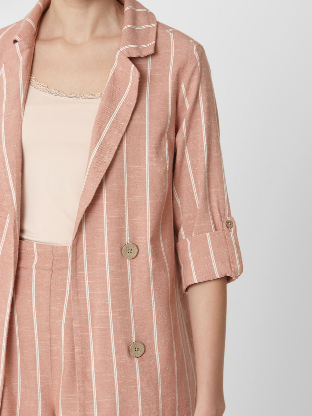Pink Striped Co-Ord Set Blazer