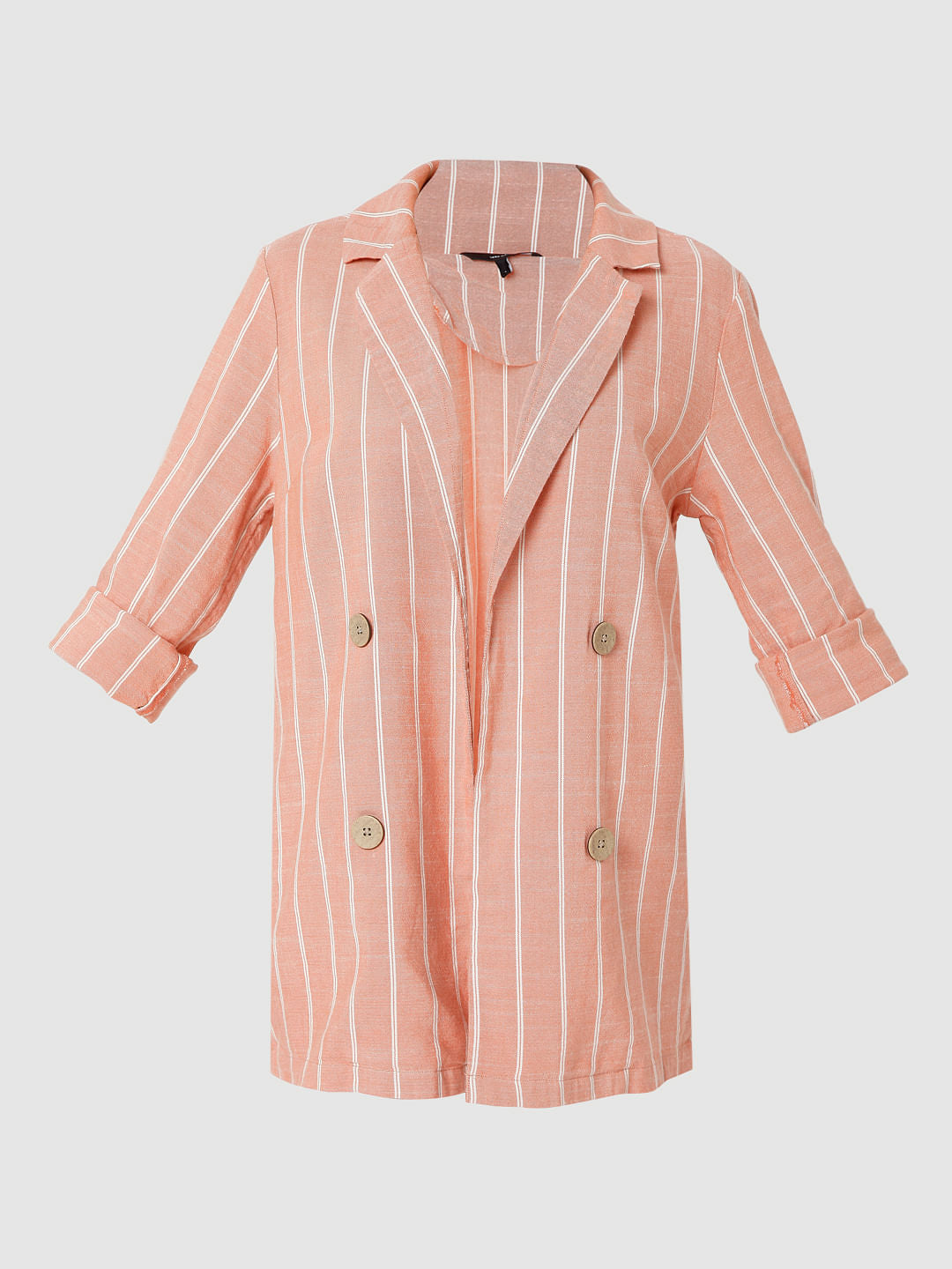 Peach Striped Co-Ord Set Blazer