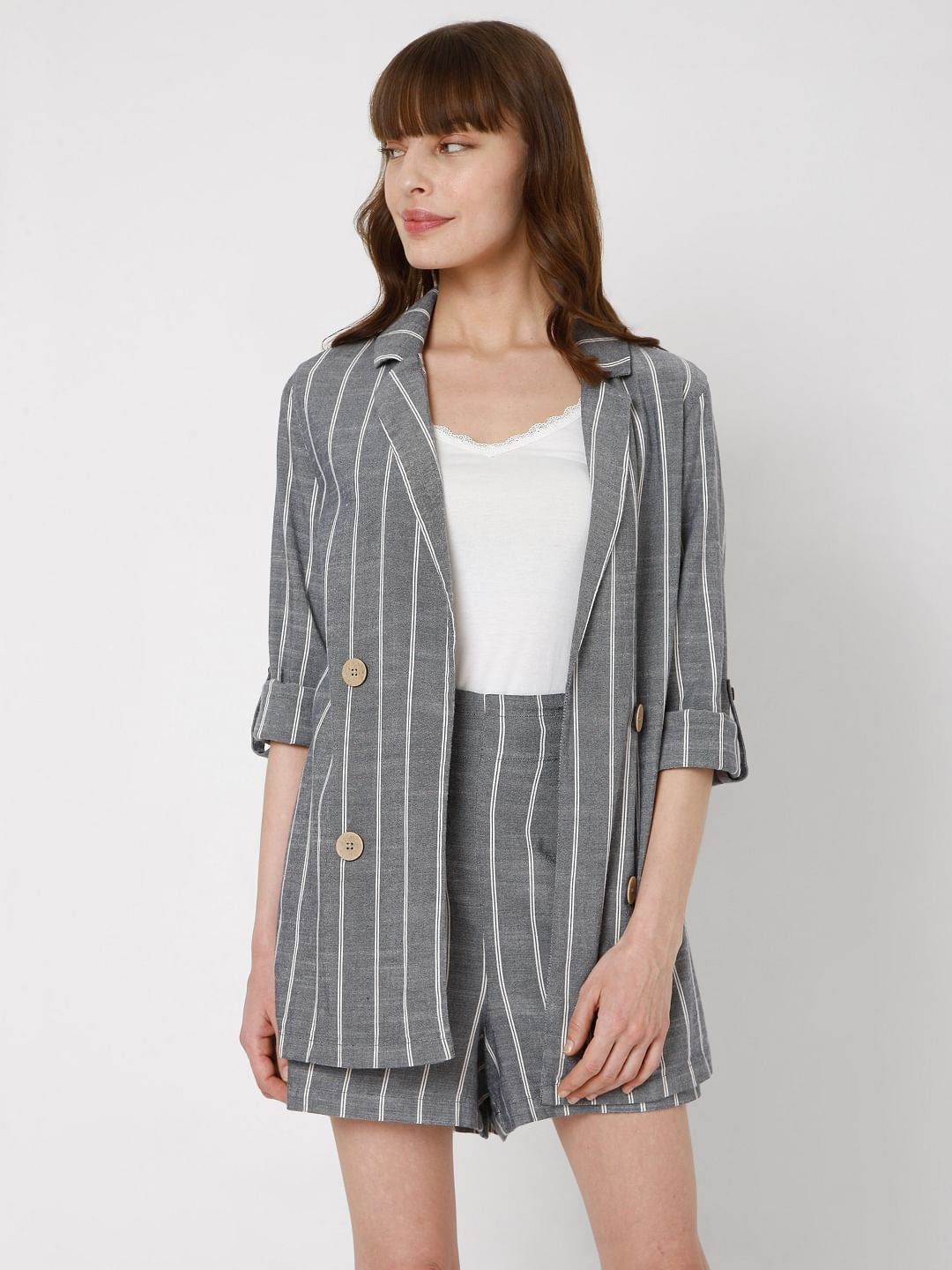 Blue Vertical Striped Co-Ord Set Blazer