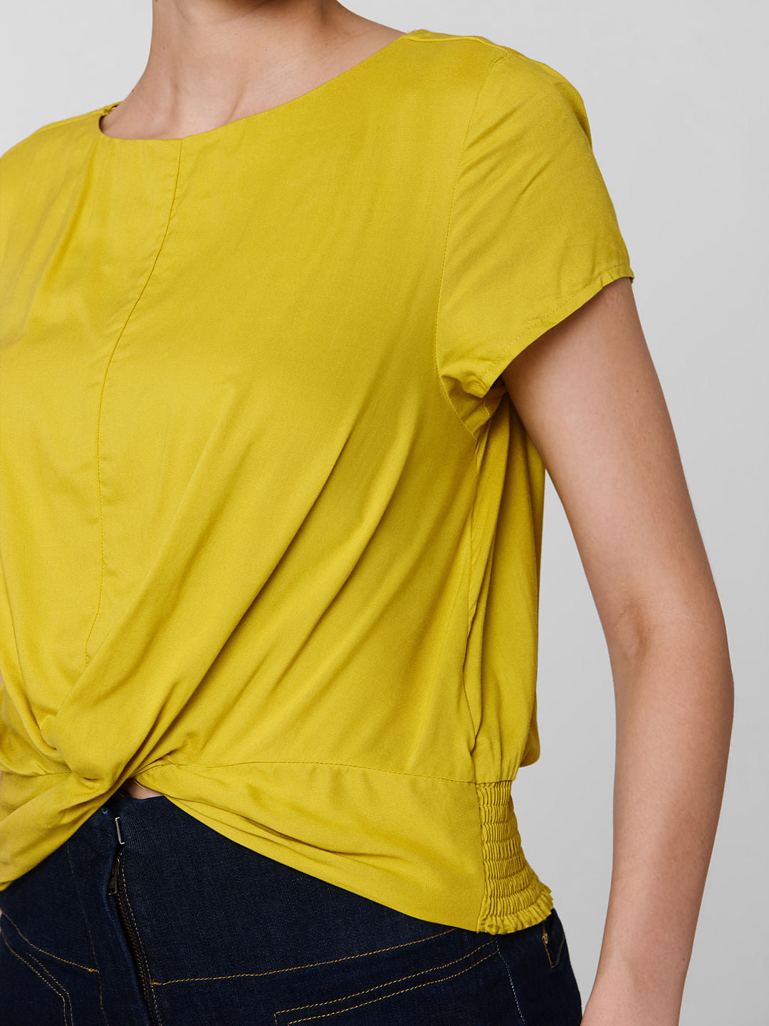 Mustard Front Twist Top