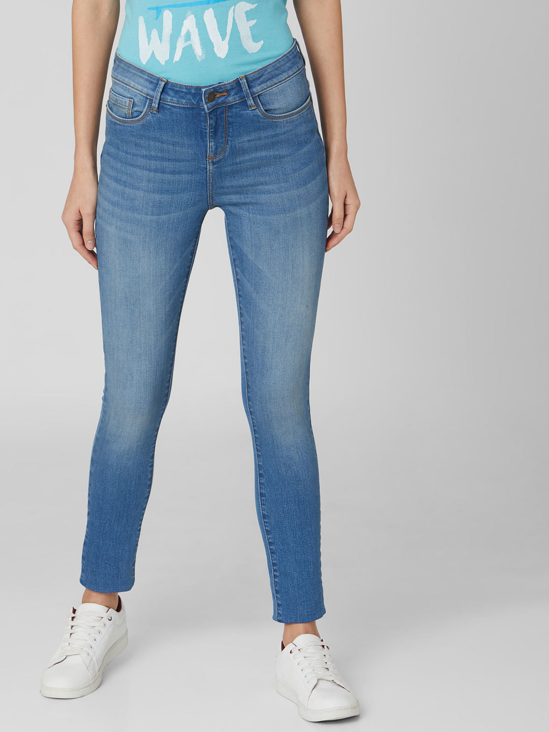Blue Mid Rise Skinny Jeans