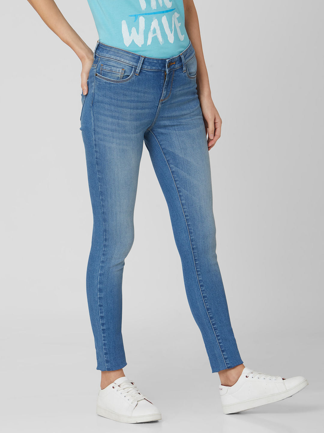 Blue Mid Rise Skinny Jeans