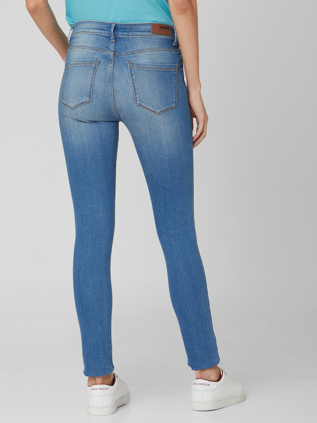 Blue Mid Rise Skinny Jeans