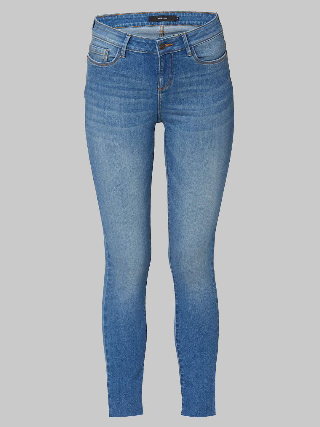 Blue Mid Rise Skinny Jeans