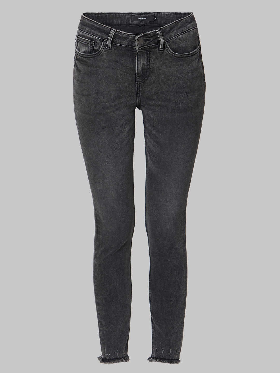 Black Mid Rise Washed Skinny Jeans