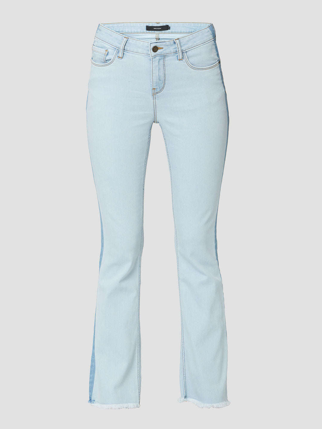 Light Blue Mid Rise Tape Detail Bootcut Jeans