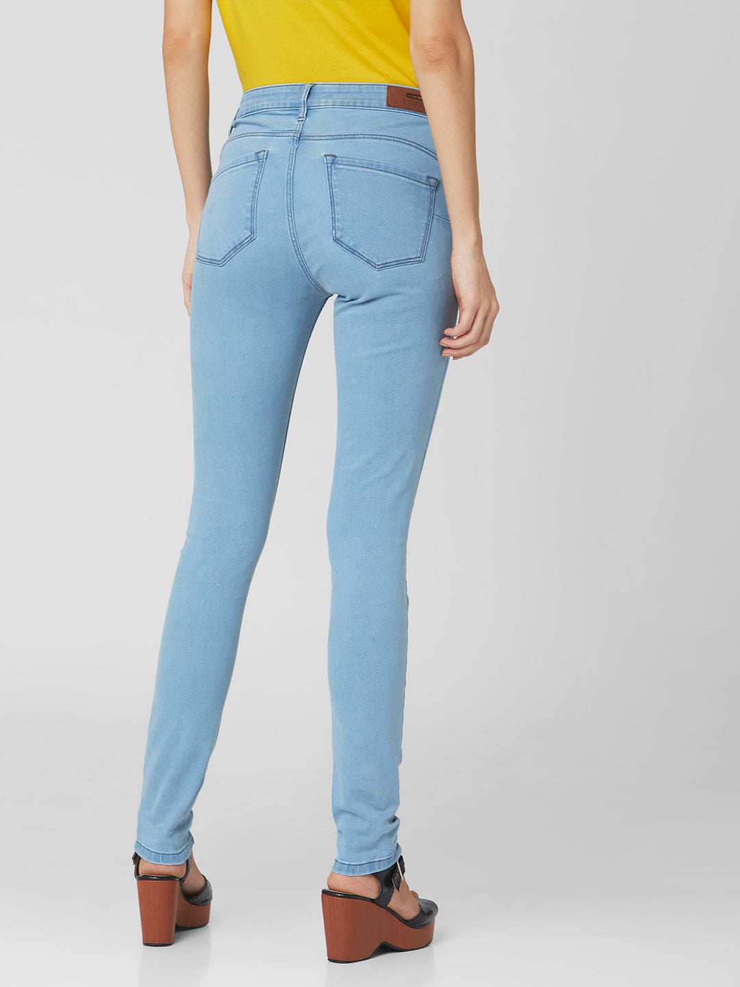 Blue Mid Rise Push Up Skinny Jeans