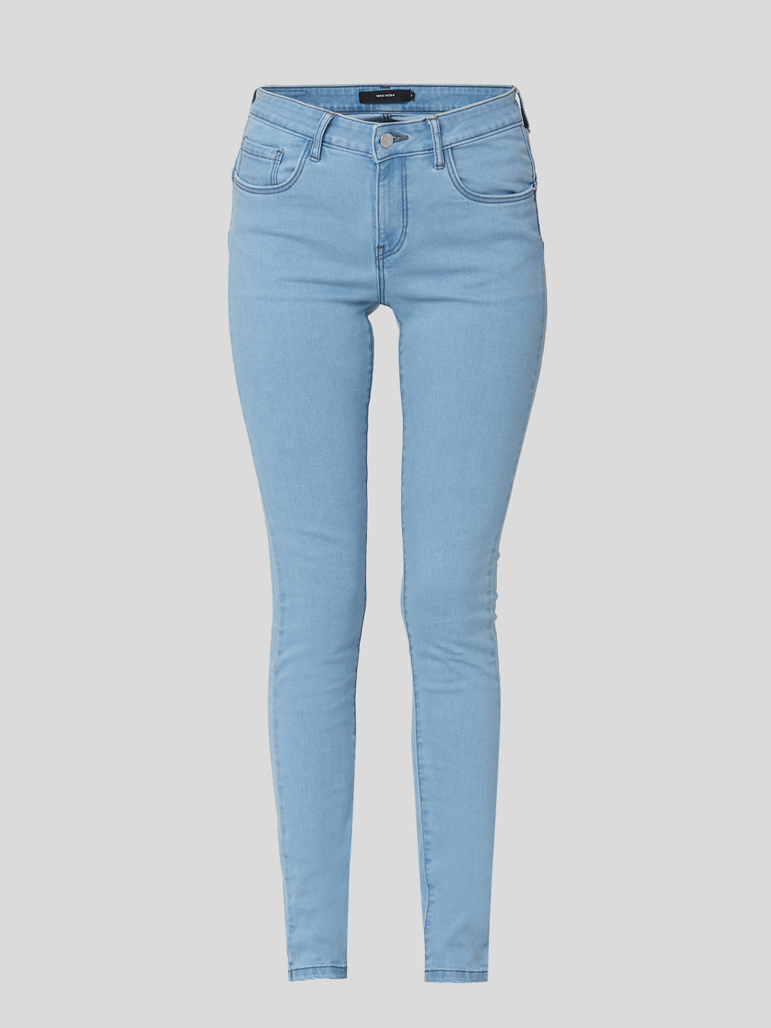 Blue Mid Rise Push Up Skinny Jeans