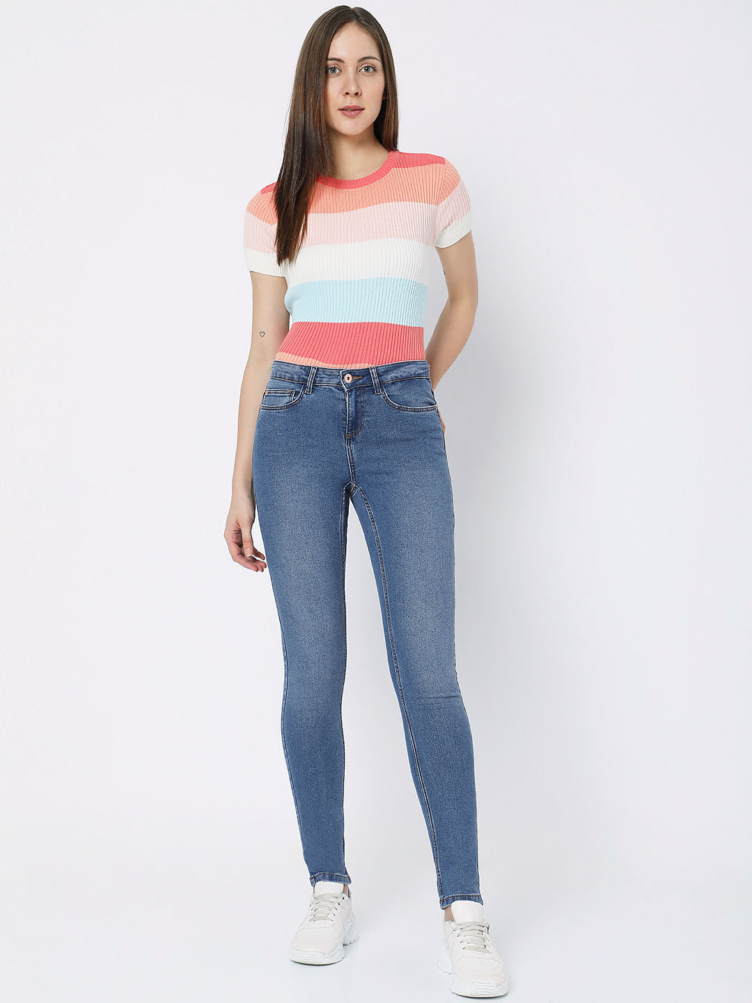 Blue Mid Rise Wendy Skinny Jeans