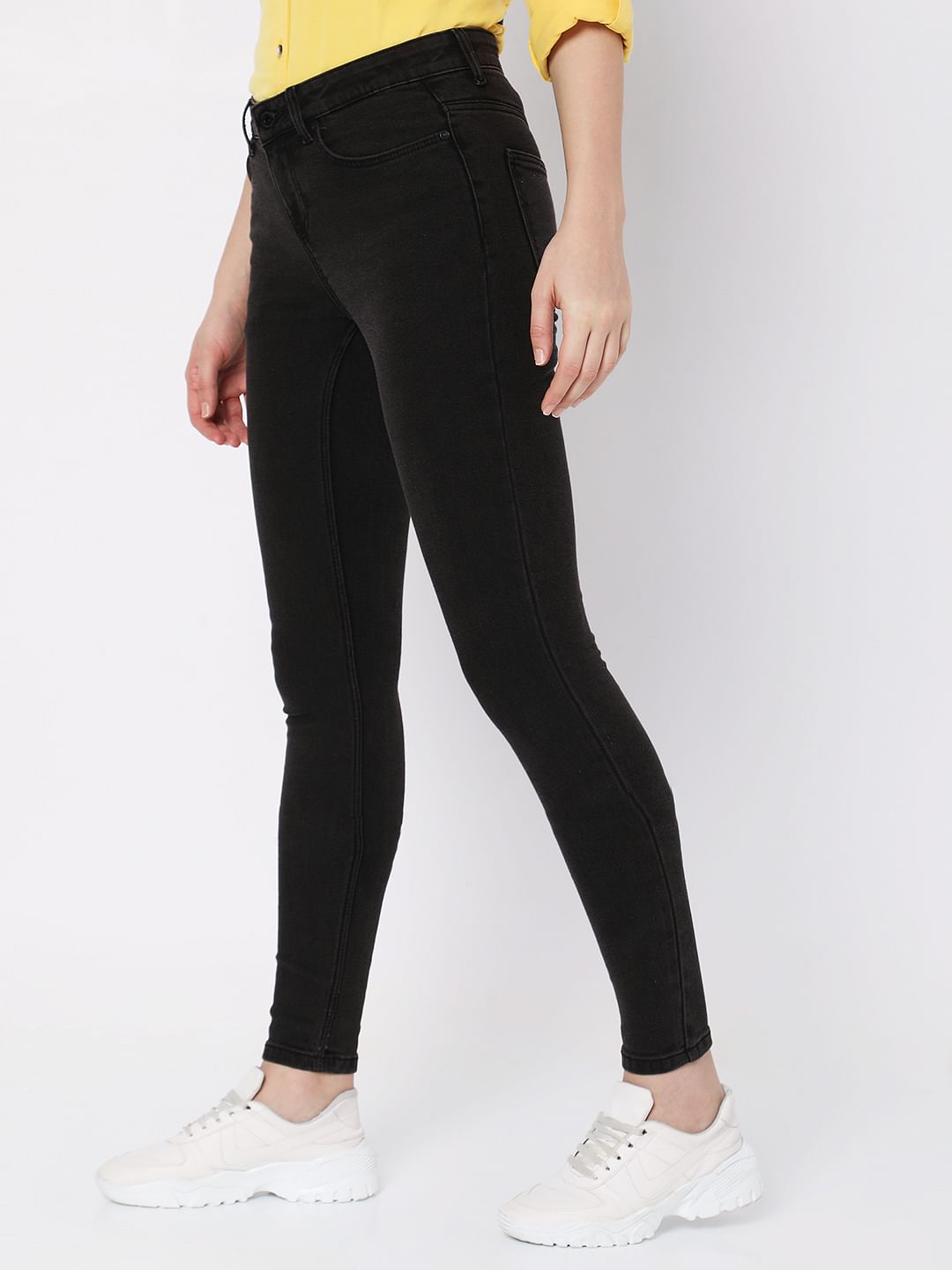 Charcoal Grey Mid Rise Wendy Skinny Jeans