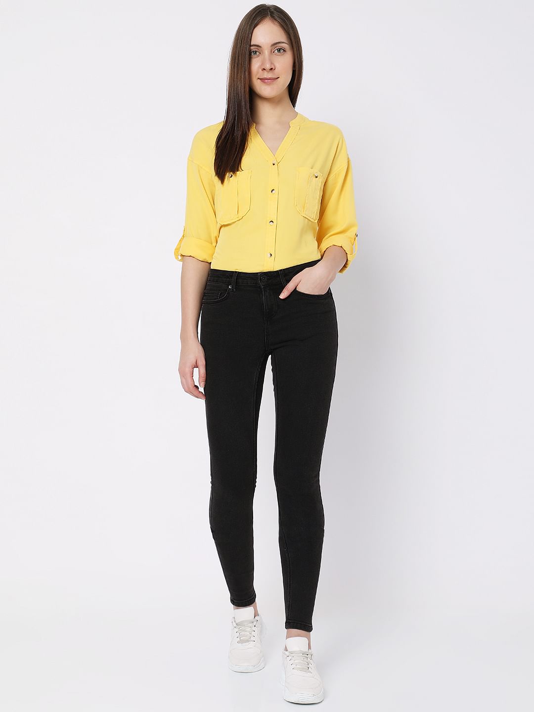 Charcoal Grey Mid Rise Wendy Skinny Jeans