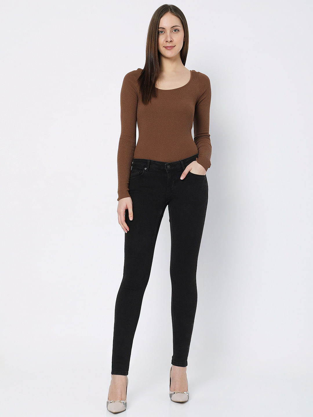 Dark Grey Low Rise Wendy Skinny Jeans