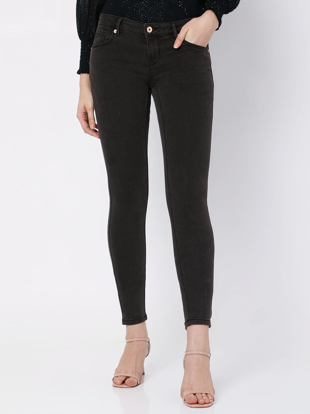 Grey Low Rise Wendy Skinny Jeans