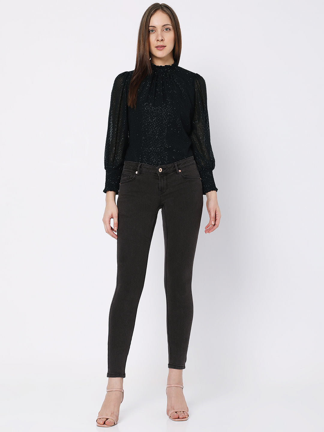 Grey Low Rise Wendy Skinny Jeans