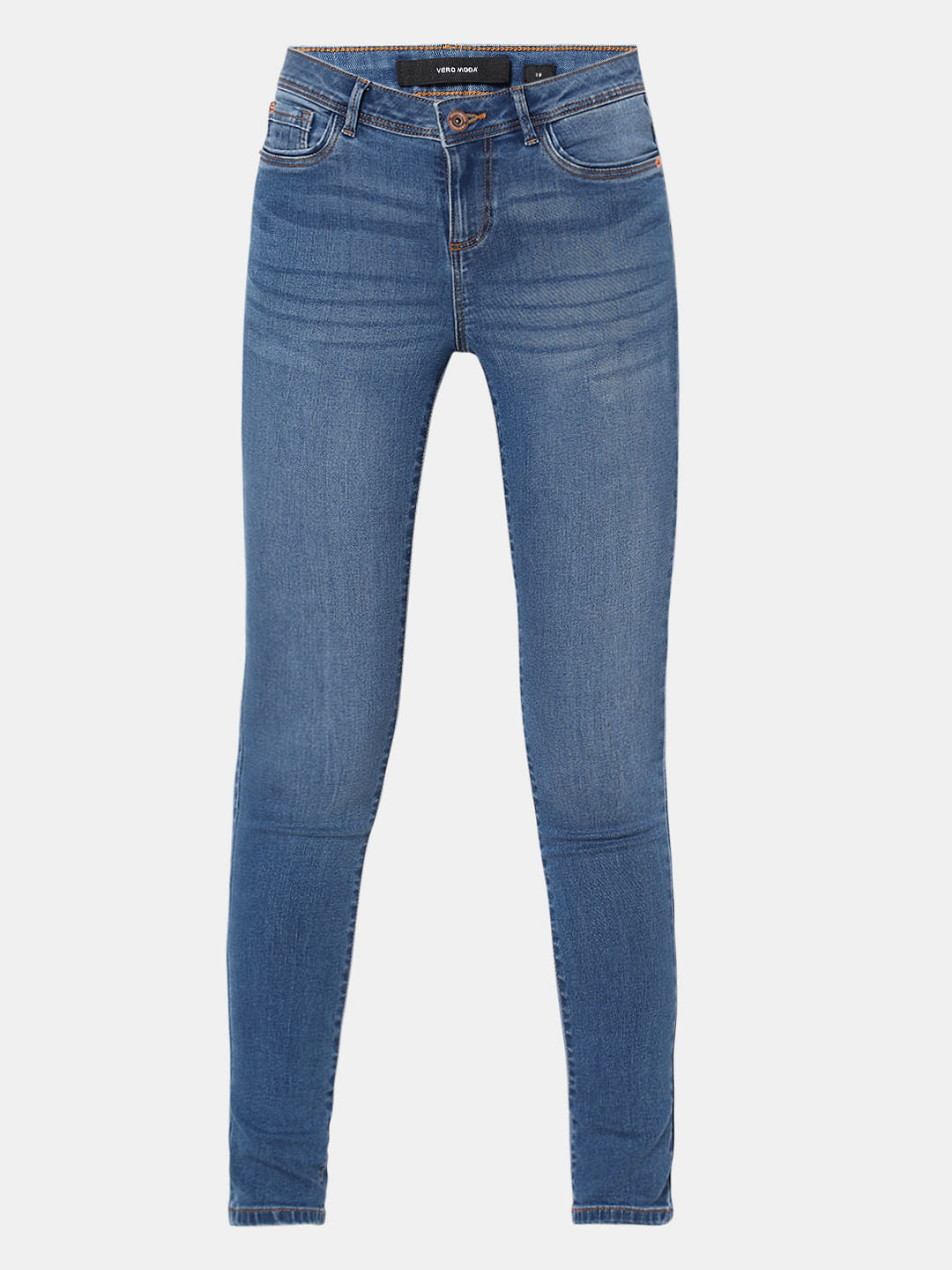 Blue Mid Rise Skinny Jeans
