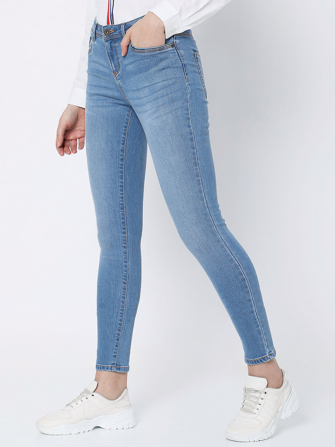 Blue Mid Rise Wendy Skinny Jeans