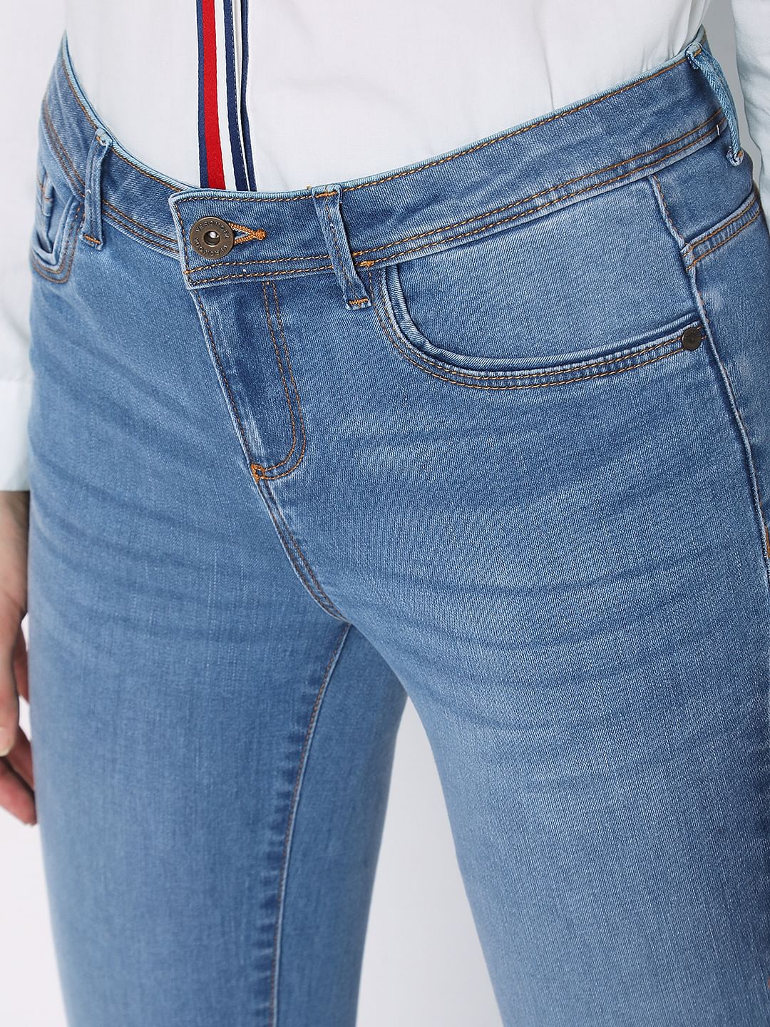 Blue Mid Rise Wendy Skinny Jeans