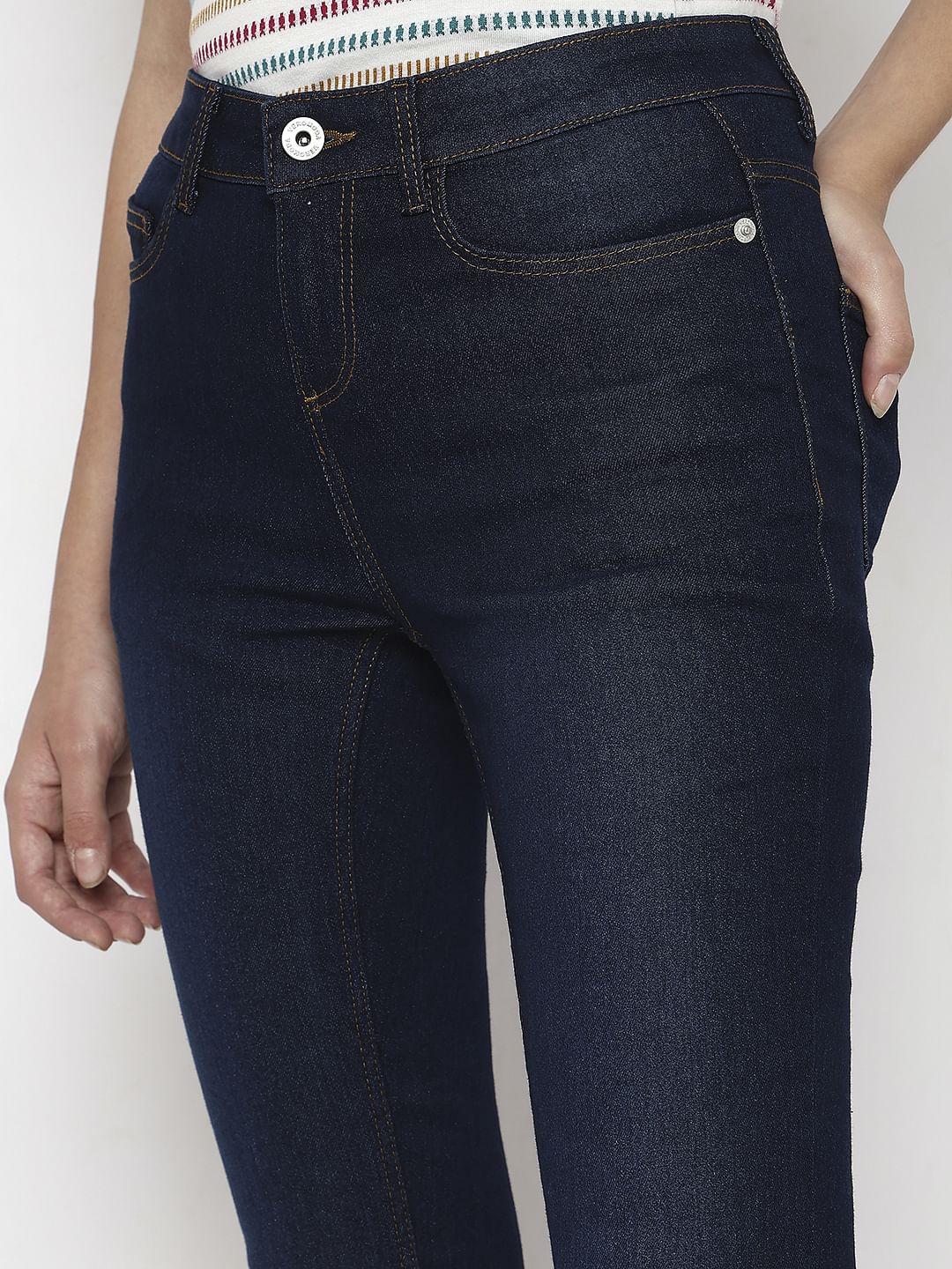 Dark Blue Mid Rise Wendy Skinny Fit Jeans