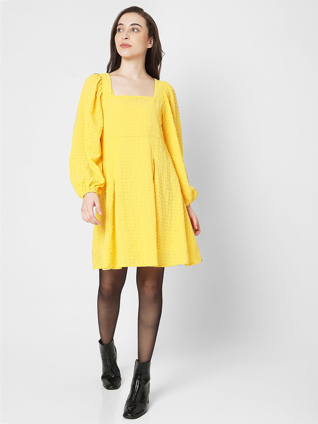 Yellow Fit & Flare Dress