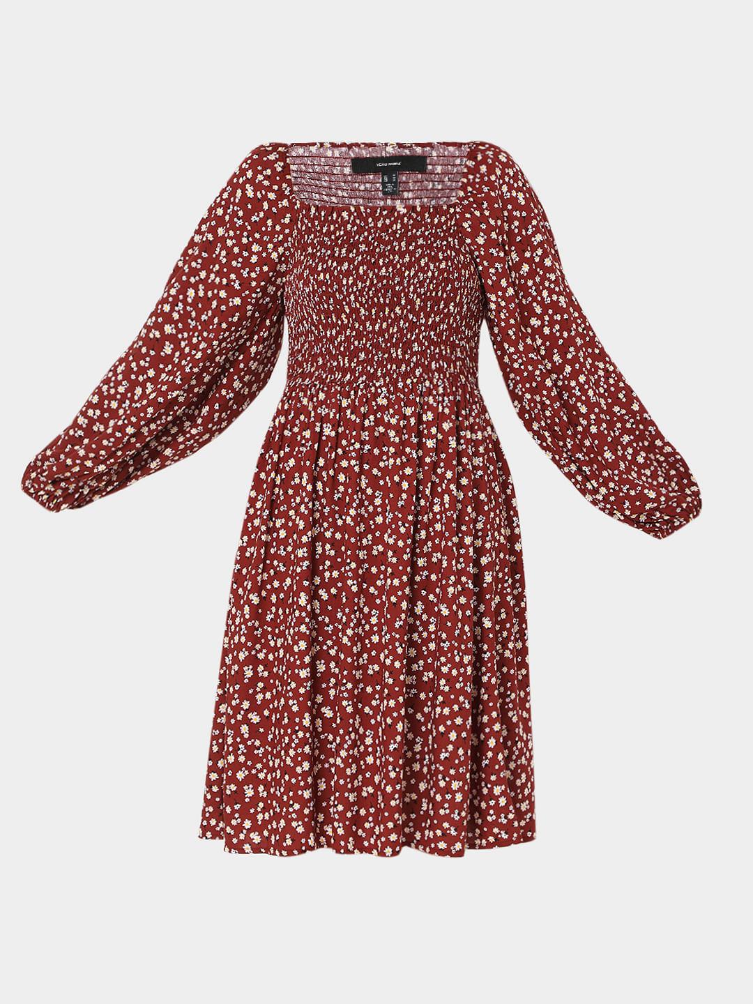 Maroon Floral Print Fit & Flare Dress