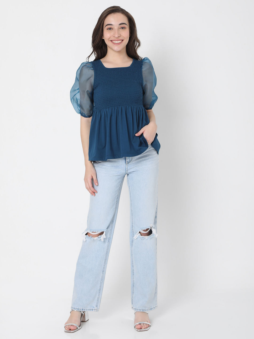 Blue Smock Top