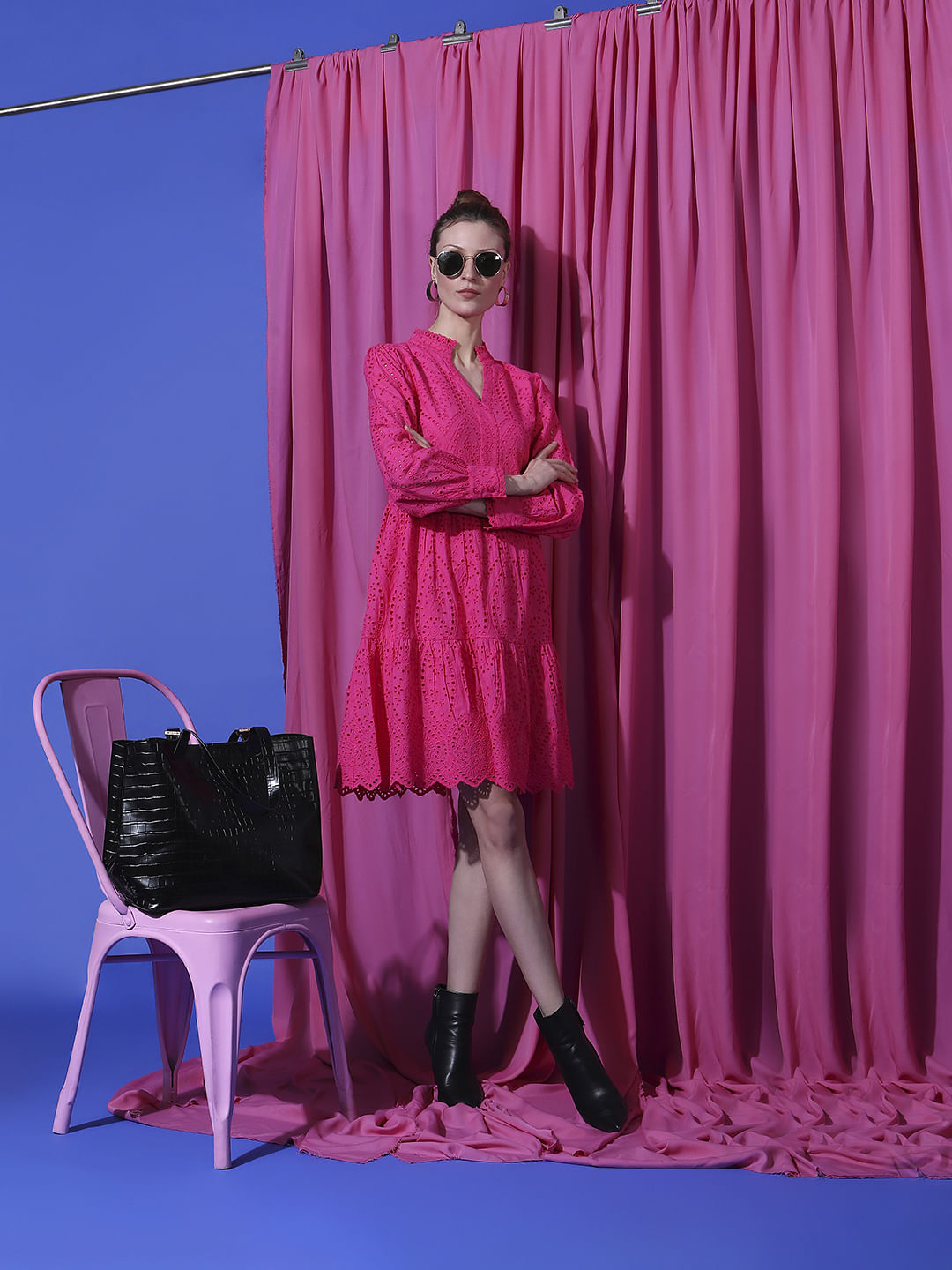 Pink Schiffli Shift Dress