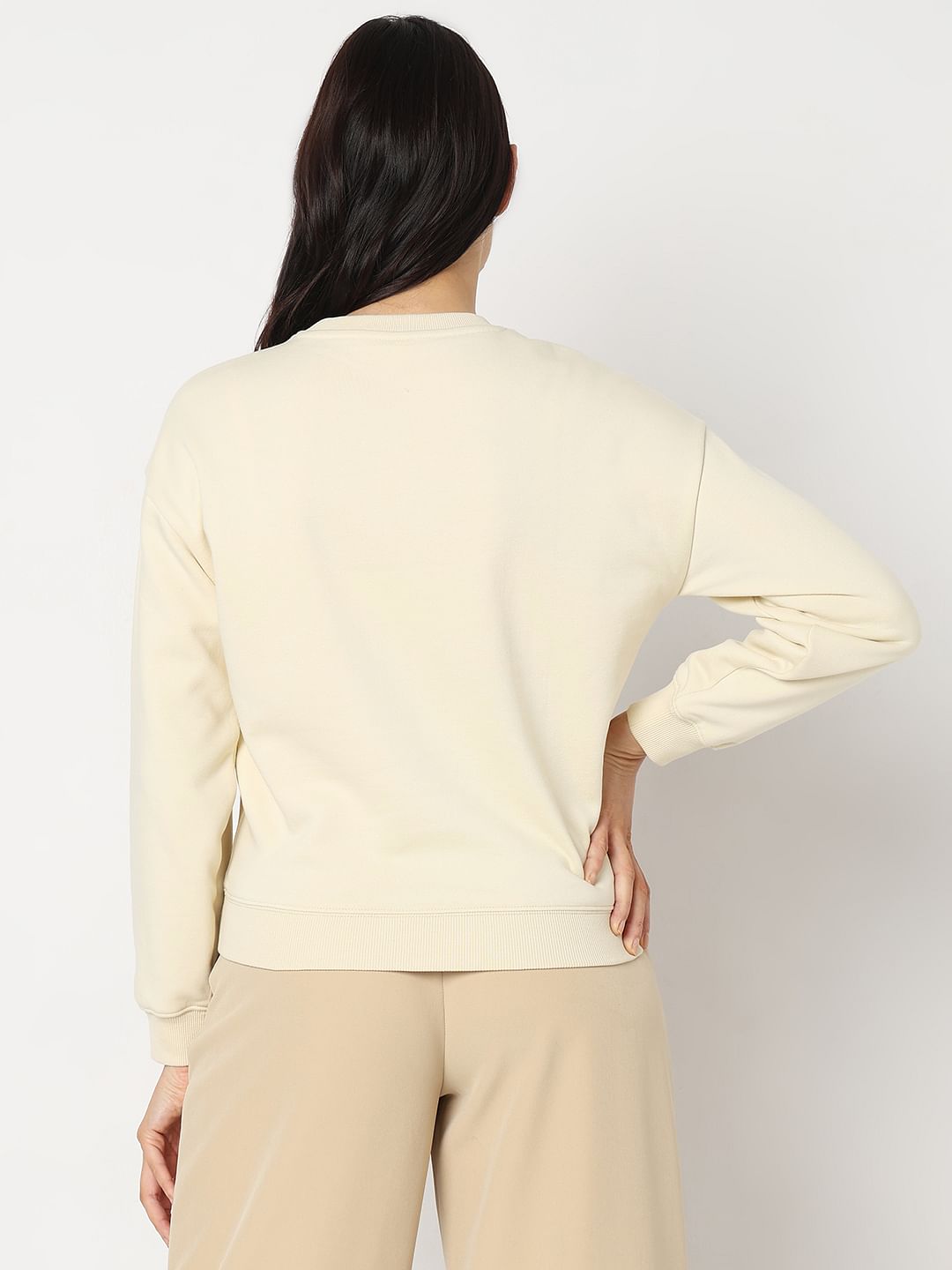 Light Beige Graphic Printed Sweatshirt