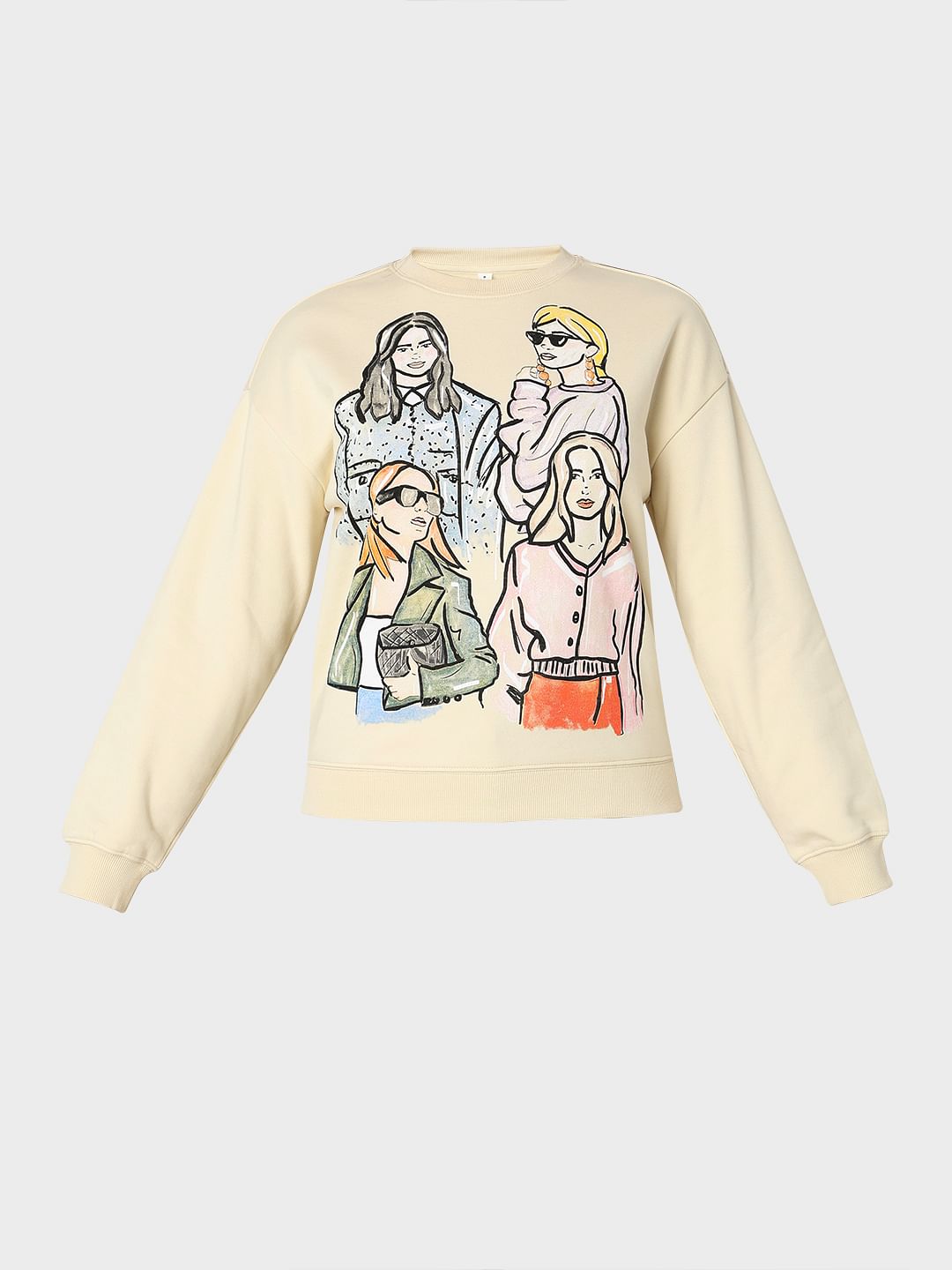 Light Beige Graphic Printed Sweatshirt