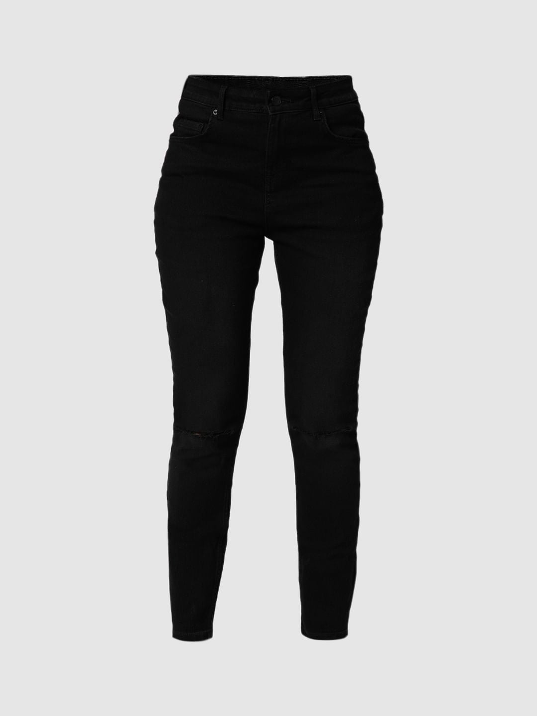 I.Scenery By Vero Moda Black High Rise Ripped Wendy Skinny Jeans