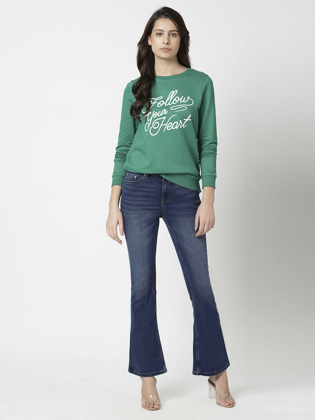 I.Scenery By Vero Moda Blue Mid Rise Bootcut Jeans