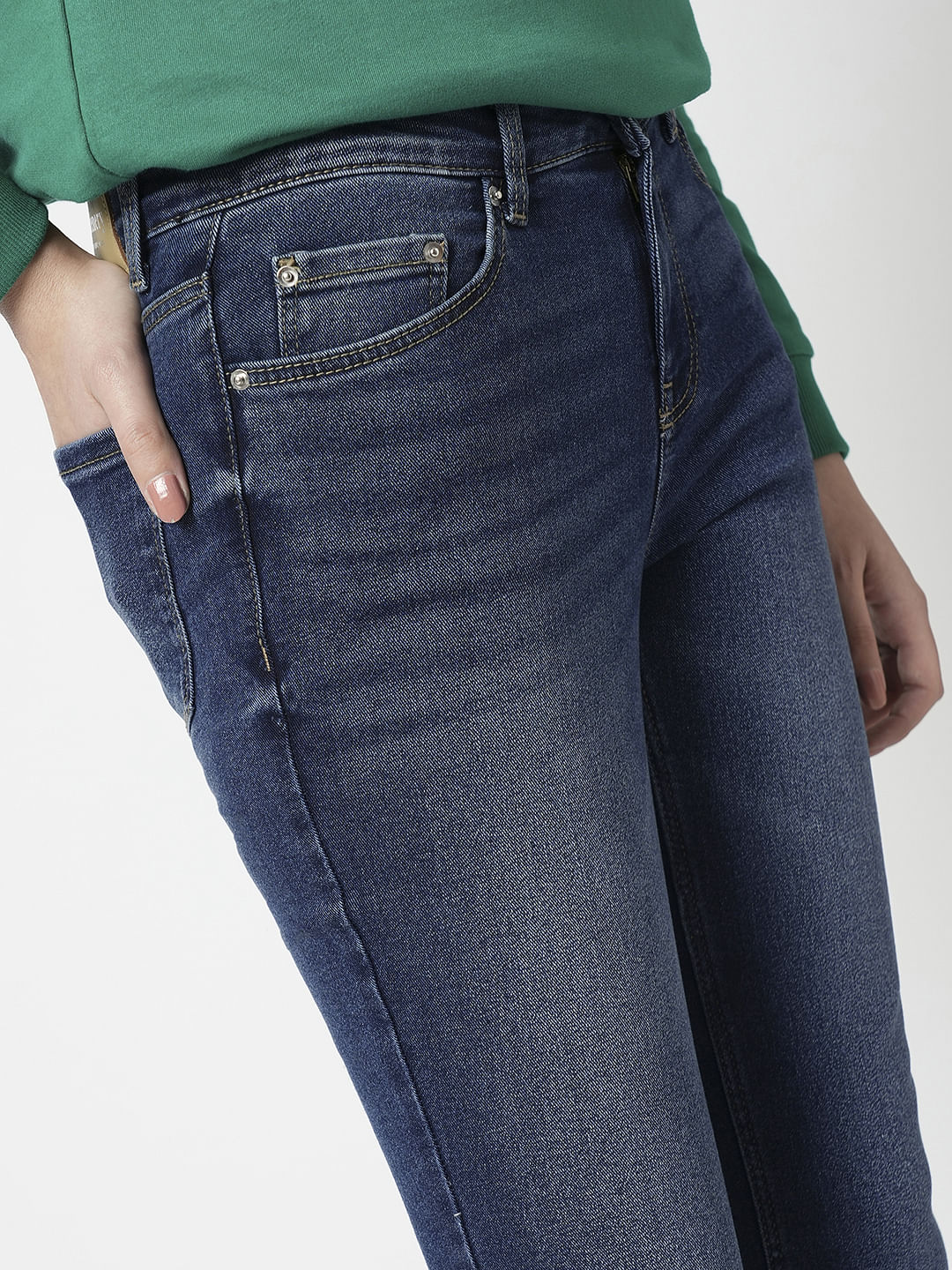 I.Scenery By Vero Moda Blue Mid Rise Bootcut Jeans