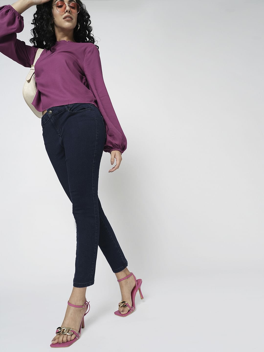 I.Scenery By Vero Moda Dark Blue Mid Rise Skinny Jeggings