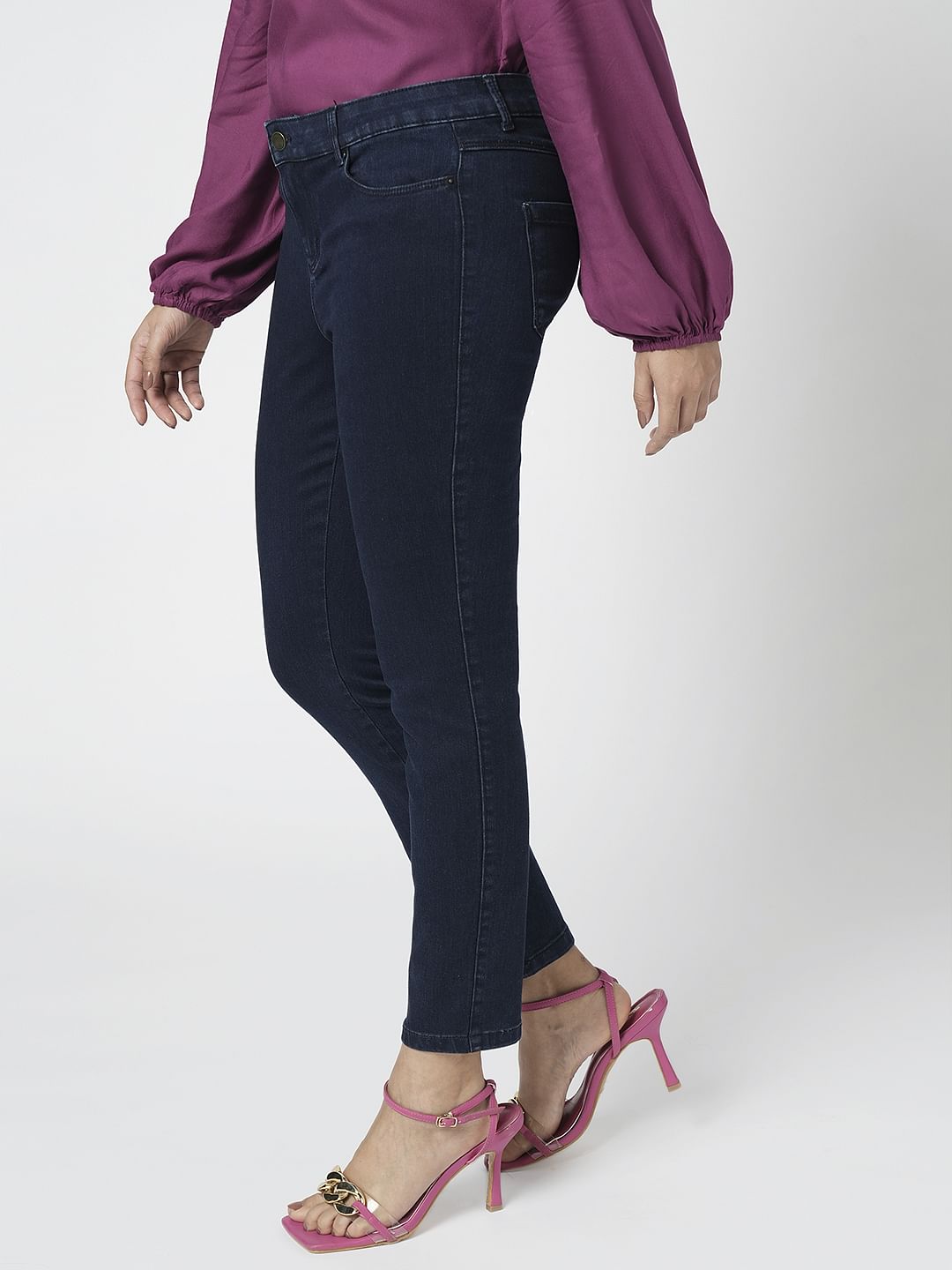 I.Scenery By Vero Moda Dark Blue Mid Rise Skinny Jeggings