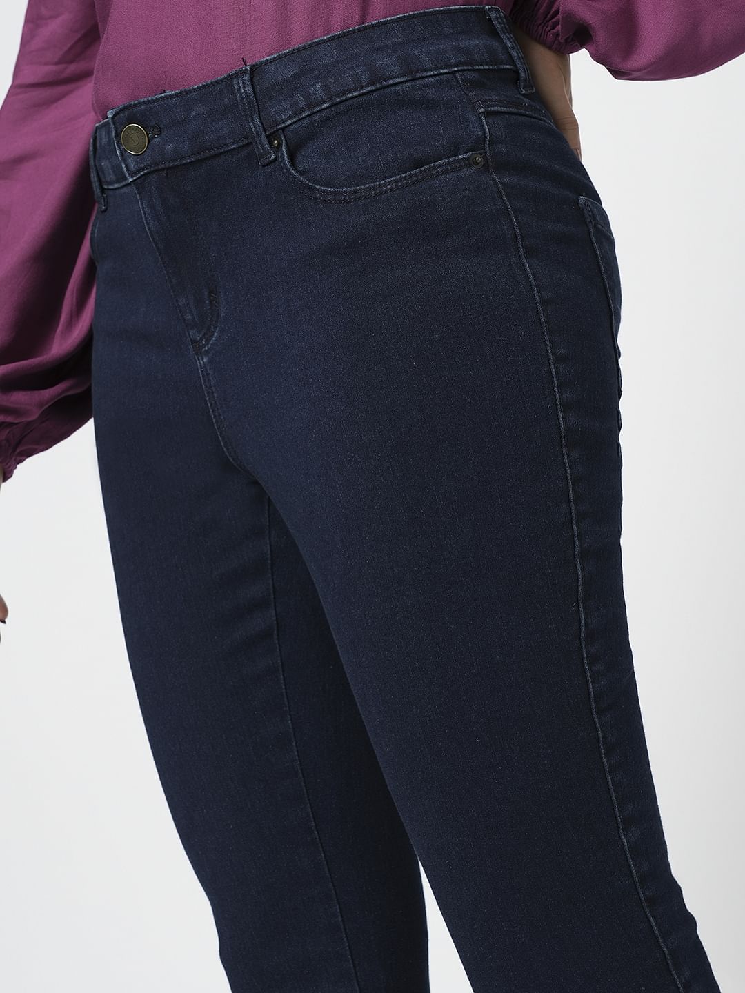 I.Scenery By Vero Moda Dark Blue Mid Rise Skinny Jeggings