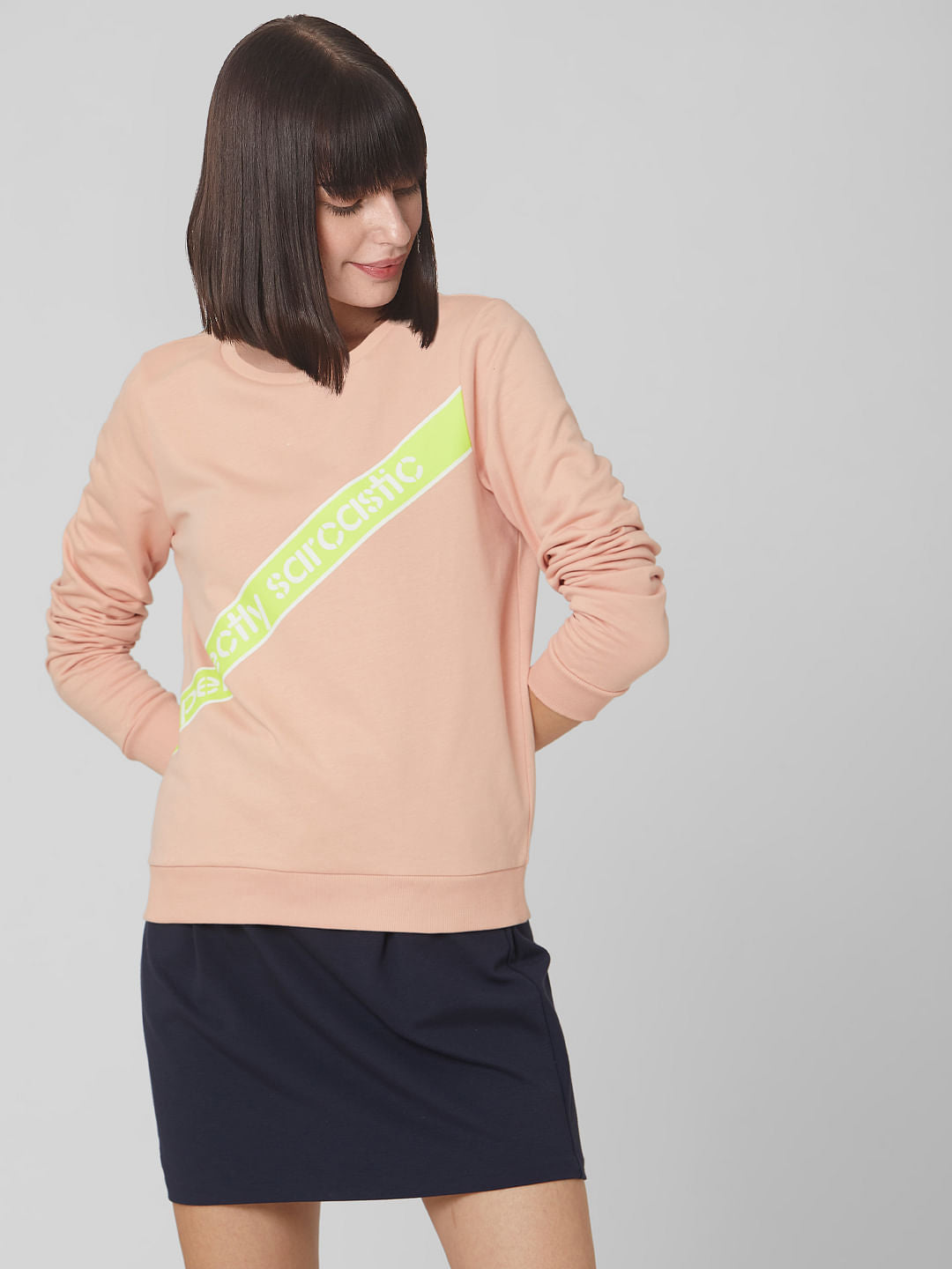 Pink Slogan Print Sweatshirt