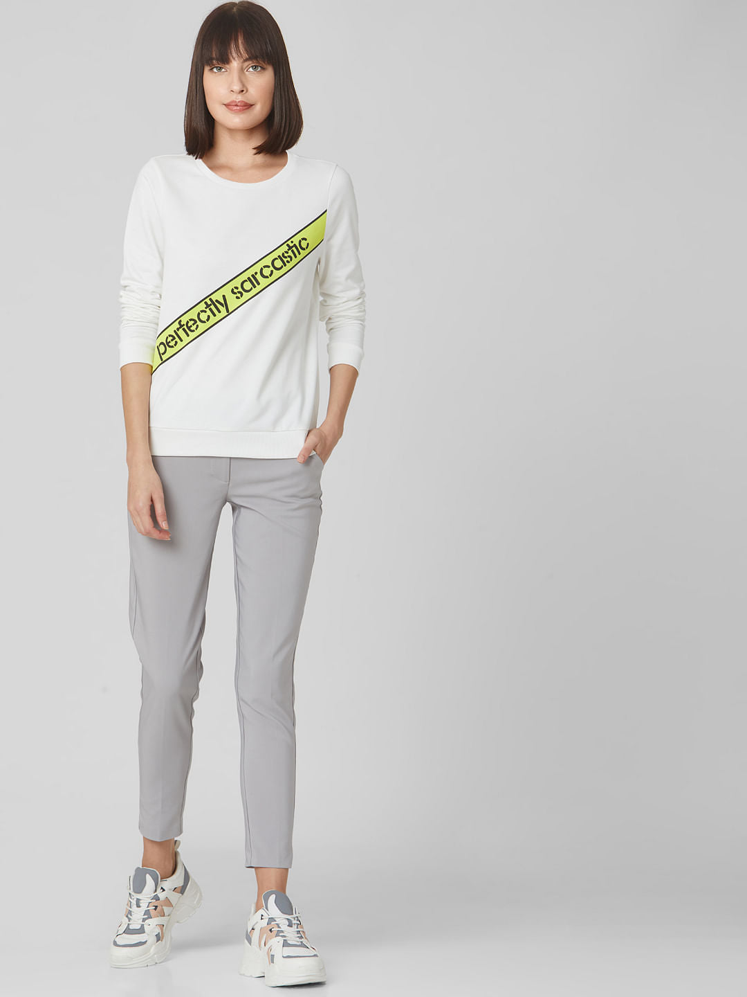 White Slogan Print Sweatshirt