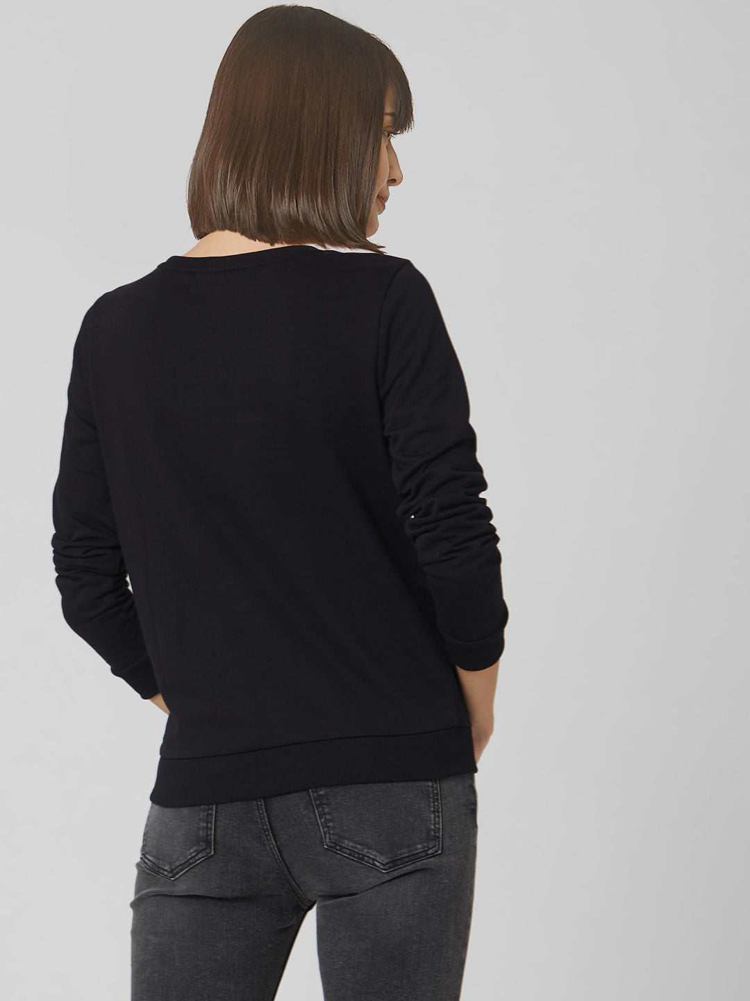 Black Slogan Print Sweatshirt